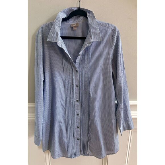 J. Jill Tops - Low Price! J. Jill Button-Down Blouse Size Large – Classic Stripe
